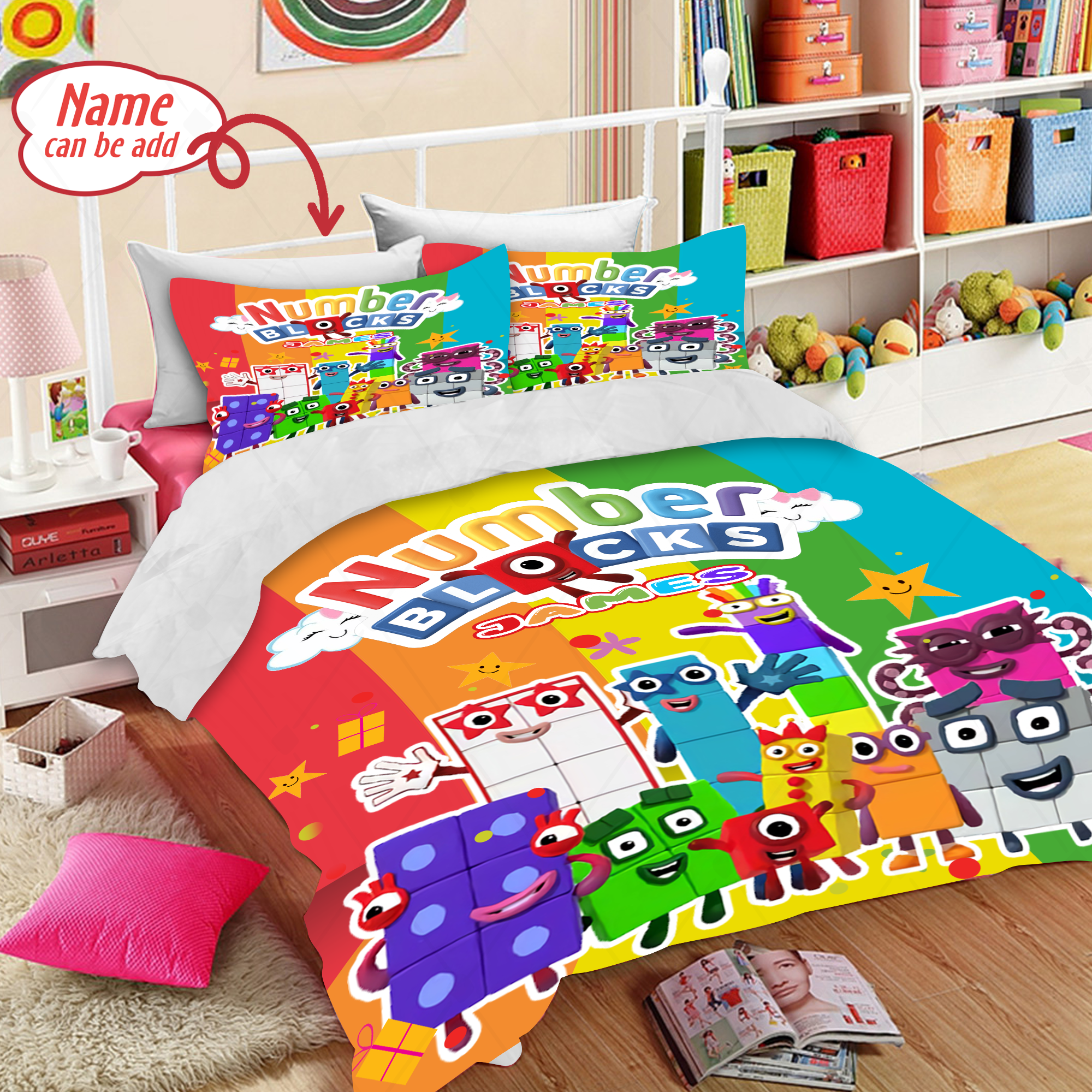 Personalized Numberblocks Duvet Cover And Pillowcase Numberblocks Bedding Set Numberblocks Birthday Party Kids Bedding Set